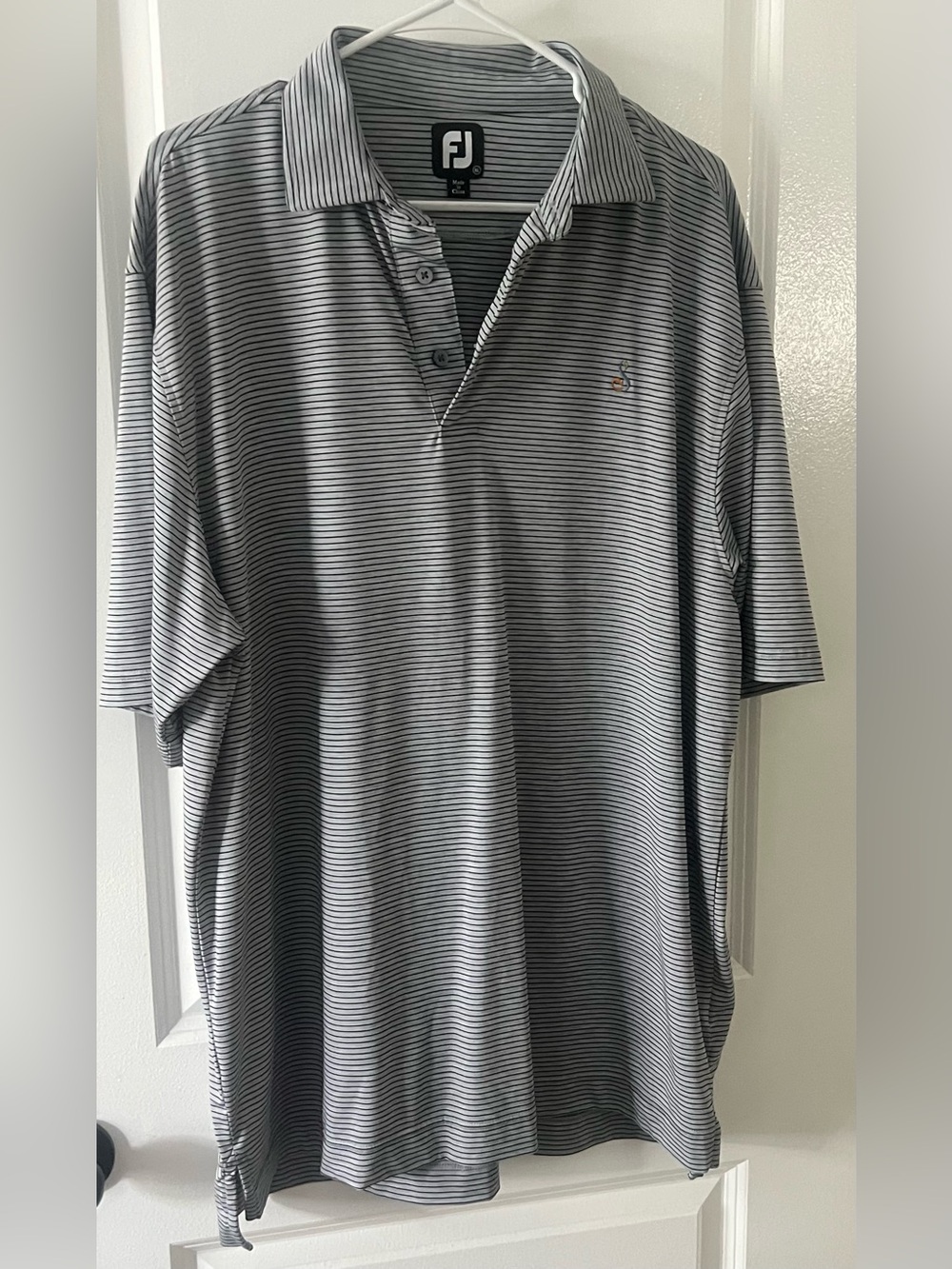 FootJoy XL Black & White Striped Golf Polo